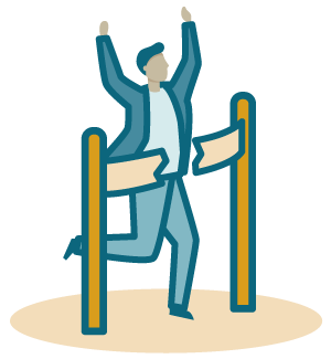 Person crossing a finish line